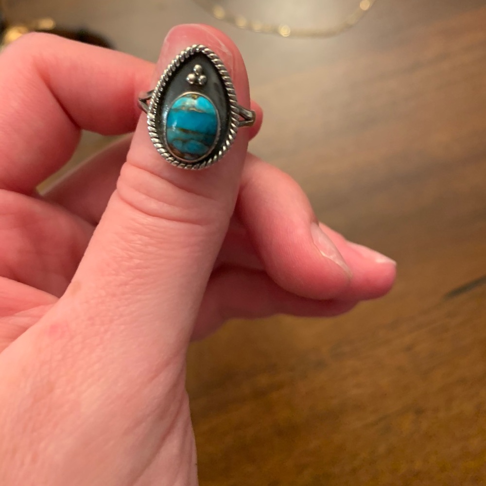 Turquoise and silver ring